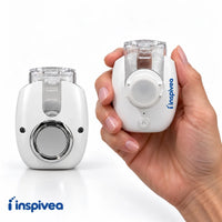 Inspivea Pro Portable Nebuliser – device and in hand